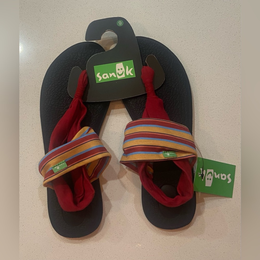 NWT Sanuk Multicolor Yoga Sling Flip Flops Yoga Mat Sandals